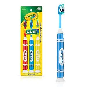3-Pack Gum Children's Soft Toothbrushes w/ Suction Cup Base (Crayola Marker) $2.50
