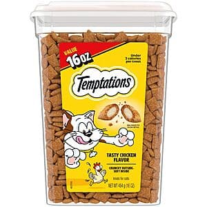 16-Oz Temptations Classic Crunchy & Soft Cat Treats (Tasty Chicken Flavor) $6.20 w/ S&S & More