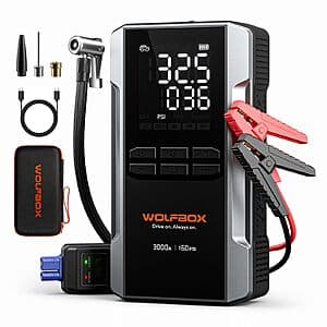 WolfBox 3000A 12V 16000mAh Portable Car Jump Starter w/ 160PSI Compressor $60 + Free Shipping