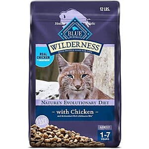 12-Lbs. Blue Buffalo Wilderness Natural Adult Dry Cat Food Bag (Chicken) $30.55 w/ Subscribe & Save + Free S/H