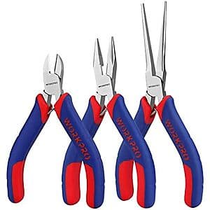 3-Pc WORKPRO Mini Pliers Set (4" Diagonal, 5" Long Nose, and 6" Needle Nose) $10