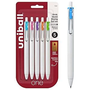5-Pk uniball one Retractable Gel Pens (0.7mm Medium Point; Assorted Colors) $3.45 w/ S&S