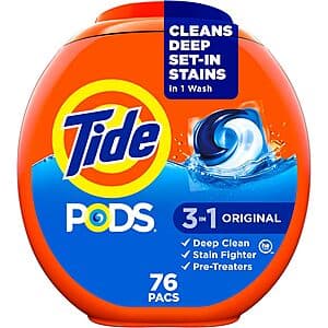 76-Count Tide PODS Laundry Detergent Pacs (3-in-1 Original) 4 for $49.45 & More w/ S&S + Free S/H