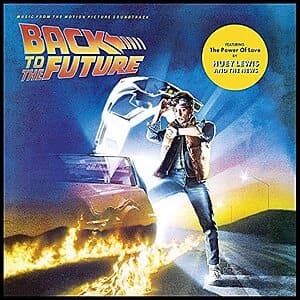 Back to the Future Soundtrack vinyl record with cover art featuring the iconic movie imagery.
