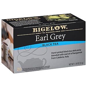 20-Count Bigelow Black Tea Bags (Earl Grey) or 20-Count Bigelow Green Tea Bags $1.80