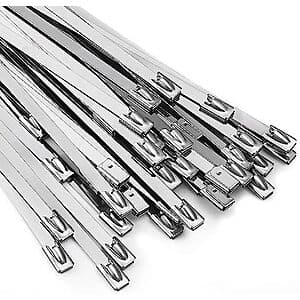 100-Pack 11.8" Self-Locking Stainless Steel Metal Zip Ties $6