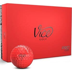Vice Pro Drip Golf Balls in Lime/Black and Dark Green/Yellow colorways displayed together.