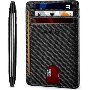 RUNBOX RFID Front Pocket Slim Wallet (Carbon Black) $3.80