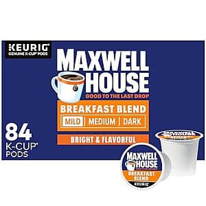 84-Ct Maxwell House Mild Roast K-Cup Coffee Pods (Breakfast Blend) $22.90 w/ S&S
