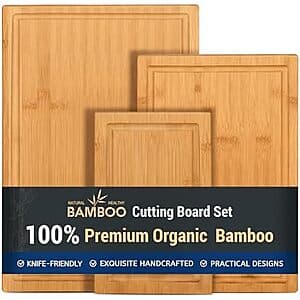 3-Pc Hiware Bamboo Cutting Board Set $10