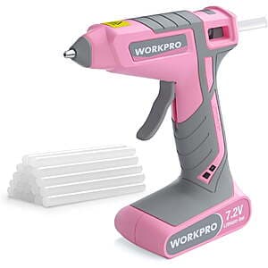 WORKPRO 7.2V Cordless Hot Glue Gun w/ 20 Glue Sticks & Auto Shutoff (Pink) $9.10
