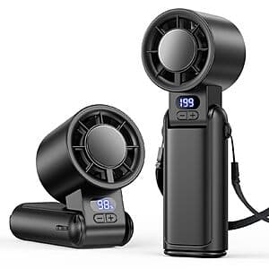 Deyhoc Portable Handheld Adjustable Speed Turbo Fan w/ LED Display $6