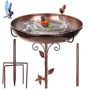 12" GRECOMEIN Metal Bird Bath Decor (Bronze or Blue) $13