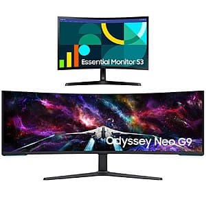 EPP/EDU: Samsung Odyssey Monitor Bundle: 57" Neo G9 240Hz Dual 4K UHD Curved + 24" S3 $1350 + Free Shipping