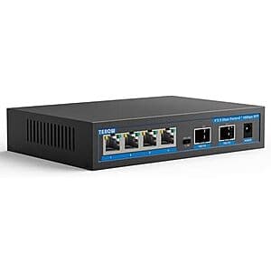 Prime Members: 6-Port TEROW Unmanaged Ethernet Switch (4x 2.5G Base-T + 2x 10G SFP) $28.90 + Free Shipping