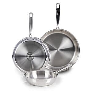3-Piece T-fal Pro Tri-Ply Stainless Steel Frypan Set (8", 10" & 12") $70 + Free Shipping