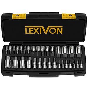 32-Pc LEXIVON SAE & Metric Master HEX Bit Socket Set $30 + Free S&H