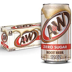 12-Pk 12-Oz A&W Zero Sugar Root Beer Soda 3 for $14.75 w/ S&S