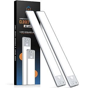 2-Pk 14.8" BLS USB-C Rechargeable Under Cabinet Motion Sensor Lights $11