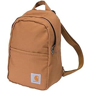 Carhartt Classic Mini Backpack in compact size, available in Carhartt Brown, Port, and Tidal colorways.
