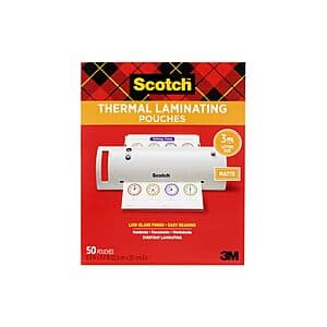 50-Pack 3mil Scotch Thermal Laminating Pouches (8.9" x 11.4") $6.05