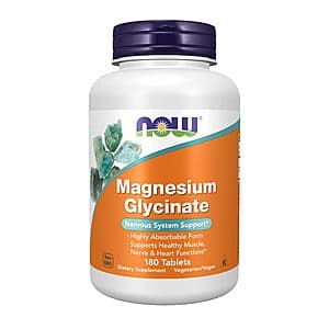 180-Ct NOW Foods Magnesium Glycinate Tablets (100 mg) $9