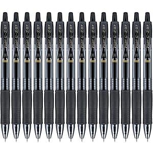 14-pack of Pilot G2 Premium black gel pens with fine 0.7mm rolling ball tips in retail packaging.