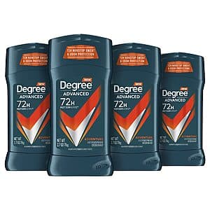 4-Pk Degree Men Advanced Antiperspirant Deodorant: Sport Defense $11.15, Adventure $9.60 w/ Subscribe & Save