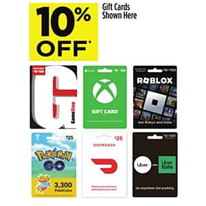 Dollar General In-Store Offer: Gamestop, Xbox, Pokemon, Uber/Uber Eats Gift Cards 10% Off & More (Valid 1/4-1/10)