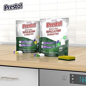 90-Count Presto! Triple Action Dishwasher Detergent Pacs (Fresh or Lemon Scent) $10.40 w/ Subscribe & Save