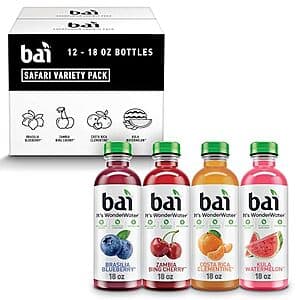 12-Pack 18-Oz Bai Antioxidant Infused Flavored Water (Safari Variety Pack) $10.90 w/ Subscribe & Save