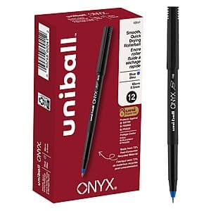 12-Pk Uni-Ball Onyx 0.5 mm Micro Point Rollerball Pens (Blue Ink) $5.95 w/ S&S