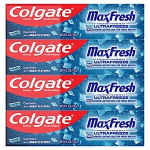 Select Accounts: 4-Pk 6.3-Oz Colgate MaxFresh Cool Mint Toothpaste $8 w/ S&S
