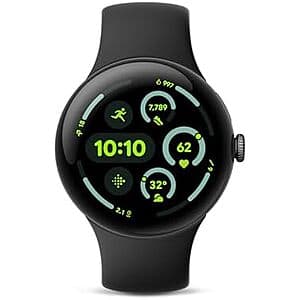 45mm Google Pixel Watch 3 Wi-Fi Smartwatch w/ Matte Black Case & Obsidian Band $170.65 + Free Shipping