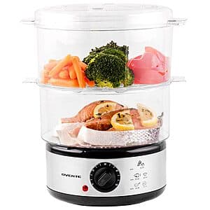 5-Quart Ovente 2-Tier Stackable Electric Food Steamer (Silver) $18.20