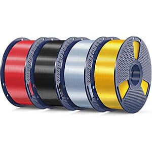 4-Pk Sunlu Shiny Silk PLA+ 1kg Spool 3D Printer Filament Bundle From $41.40 + Free S&H