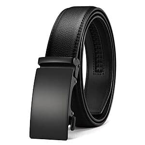1 3/8" CHAOREN Men's Leather Micro-Adjustable Ratchet Belt (32-38" Waist, Black) $6.85