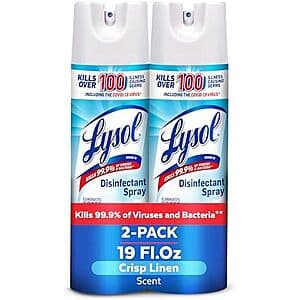 Select Accounts: 2-Pack 19-Oz Lysol Disinfectant Spray (Crisp Linen) $8.10 w/ Subscribe & Save