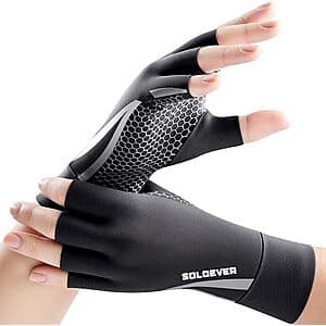 SOLOEVER Copper-Infused Fingerless Compression Arthritis Gloves w/ Non-Slip Grip $5