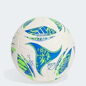 adidas MLS 25 Club Soccer Ball (Size US 5, White/Green/Glow Blue) $7 + Free S/H