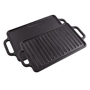 Victoria 13"x8.5" Rectangular Reversible Pre-Seasoned Cast Iron Griddle (Black) $15