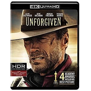 Unforgiven 4K Ultra HD + Blu-ray combo pack with two-disc case packaging for the classic Western film.