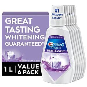 6-Pack 33.8-Oz Crest 3D White Brilliance Whitening Mouthwash (Clean Mint) $19.95 w/ Subscribe & Save + Free Shipping