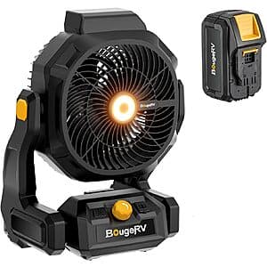BougeRV AC/DC Cordless 755 CFM Jobsite Fan w/ LED Light + 8Ah Battery $60 + Free S&H