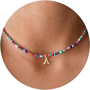 Yoosteel Kids Colorful Beaded Initial Necklace $4