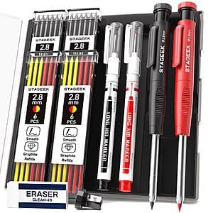 STAGEEK Mechanical Carpenter Pencil Set w/ Sharpener, Refills & Pouch (Various) from $8.10 w/ Subscribe & Save