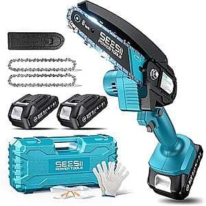 6" Seesii Mini Cordless Electric Hand Chainsaw w/ 2x 21V Batteries $18.80 + Free Shipping