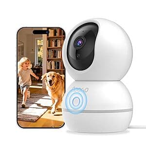 Noorio CS201 2K Indoor Camera w/ 360° PTZ, 2-Way Audio & IR Night Vision $8