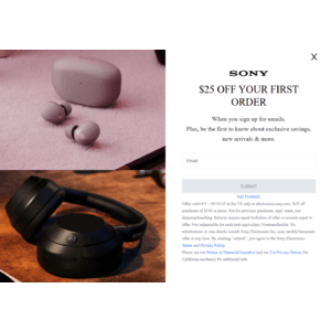 New Sony Customers: $25 Off $100: WF-1000XM5 Noise Canceling Earbuds $175 & More + Free Shipping