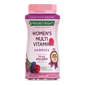80-Count Nature's Bounty Women's Gummies Multi-Vitamin (Raspberry) $3.15
